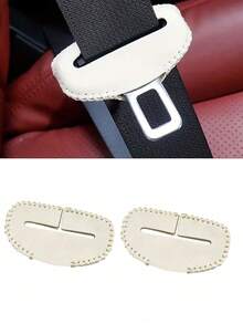 2pcs PU Leather Car Seat Belt Clip - Red Scratch-Proof Cover, Edged Stitching, Comfortable Vehicle Interior Accessories, Ensure And Durability, Car Seat Protection | Elegant Car Decor | PU Leather Clips, Seat Belt Covers - Multicolor - View 10