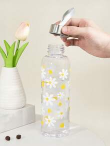 1 件 550 毫升蝴蝶结/雏菊透明便携式塑料水瓶，防碎，可爱，简约透明饮水瓶，适合旅行返校用品 - 彩色 - 查看 9