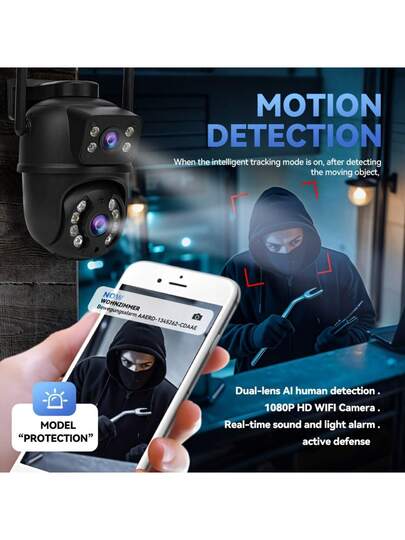 Closeli Dual Lens Wireless Security Camera 2.4GHz, IPX5, AI Motion Tracking, Night Vision, Two Way Audio, Alarm, Rotation/Tilt, Video Surveillance, CCTV Monitor, Supports SD Card/Cloud Storage (Cloud Requires Payment), Home Business view 9
