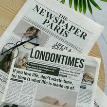 2Pcs English Newspaper Photography Props Fashion Clothing Home Decor Food Photography Background Props Flower Wrapping Paper Atmosphere Decoration Fall Decor - Multicolor - View 3