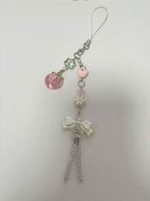 1 件可爱桃花蝴蝶结装饰甜美手机挂绳，CCD 相机装饰链 - 粉色 - 查看 1