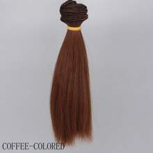 1pc Solid Color Straight Doll Wig, High Temperature Fiber DIY BJD Style Wig, Short Hair Wig, Black/Multiple Colors, Horizontal Length 1m, Vertical Length 15cm