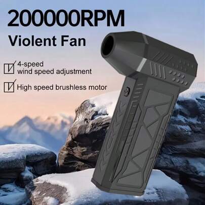 Aria compressa elettrica, ventola turbo a getto, 200.000 giri/min, 4 velocità regolabili, con luce, motore senza spazzole ricaricabile, soffiatore d'aria per tastiera, PC, auto e pulizia domestica, riutilizzabile, sostituisce le bombolette di aria compressa