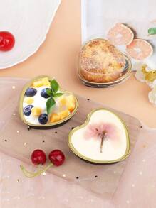 6 件心形塑料盖托盘 - 多用途大容量零食容器，适用于水果、寿司、蔬菜、沙拉和奶酪。托盘 - 透明设计，带金色边框 - 非常适合派对、节日和礼物 - 彩色 - 查看 4