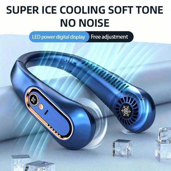 Ventilator de gât fără lamă reîncărcabil USB, ventilator electric silențios pentru dormitor studențesc, mic, portabil, pentru birou, dimensiune reglabilă, 5 setări de viteză, baterie reîncărcabilă de 1200 mAh, pentru dormitor, birou