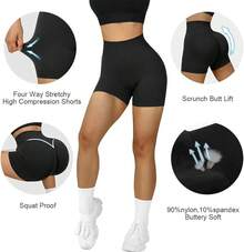 Shorts de cintura alta sin costuras para entrenamiento - Gris de 3 pulgadas - Ver 2