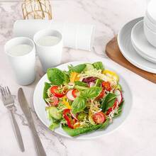 Plastic Plates And Bowls Sets, Dishwasher And Microwave , Reusable, Lightweight Unbreakable Dinnerware Sets 8, 32 Pcs - Kitchen, Camping, Outdoor, RV - Wheat Straw Look - 白色 - 查看 3
