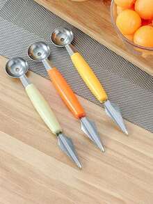 1 件不锈钢多功能水果雕刻刀、西瓜挖球器、冰淇淋勺、DIY 冷盘厨房工具、用于水果和蔬菜准备的小器具、耐用且可重复使用的西瓜勺、创意雕刻刀、水果勺、西瓜铲、水果切刀，适用于创意雕刻和舀水果球 - 水果爱好者和美食家的必备厨房工具
