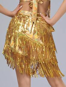 漆皮亮片流苏裙臀巾 | 肚皮舞狂欢派对拉丁舞腰链