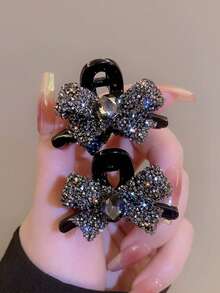 1/2 chiếc kẹp tóc nơ đính đá kiểu dáng sang trọng, phụ kiện tóc thiết kế tinh tế dành cho nữ, phù hợp để sử dụng hàng ngày, đi chơi, làm quà tặng, kẹp tóc mùa hè đi biển, kẹp tóc du lịch. - Nhiều màu - Xem 5