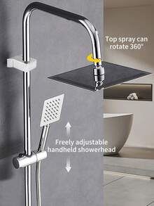 YAOPENG 1pc Shower System Includes An 8-Inch Showerhead And A Three Speed Handheld Showerhead With A Height Adjustable Bracket, Solid Brass Rails And A 60 Inch Long Stainless Steel Shower Hose, A Three Function Modified Showerhead With A Showerhead, Chrome Bathroom Bathroom Accessories Bathroom Tools - Silver - View 3