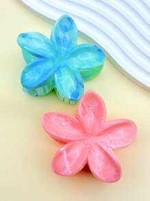 1pc Women Large Size Blue Gradient Flower Plastic Lightweight Hair Clip, Fashionable And Versatile High-End Elegant Simplistic Solid Color Hair Accessory, Suitable For Daily Casual, Party, Commute, Vacation, Hairstyling, Makeup, Outfit Matching Hair Claws Claw Clips Hair Clips Hair Jaw Clip Hair Clamps Hair Clutch Hair Catcher Clip