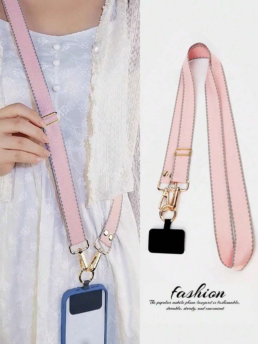 1pc Long Adjustable Phone Lanyard Strap, Durable Neck Cord, Simple & Unisex Design For Men & Women, Fit For Phones, Anti-Lost Function With Clasp