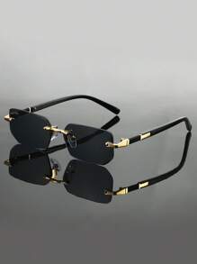 MAYLA 1 pieza Gafas de moda sin marco de metal para hombres, adecuado para uso diario