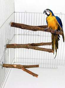 1 pieza Perchan de horquilla de madera de fruta natural, juguete rascador de doble horquilla de rama de árbol para loros, suministros inteligentes para pájaros, accesorio de jaula de pájaros, juguete para loros (Los árboles frutales crecen de forma natural, las formas varían; los tamaños y pesos pueden variar ligeramente)