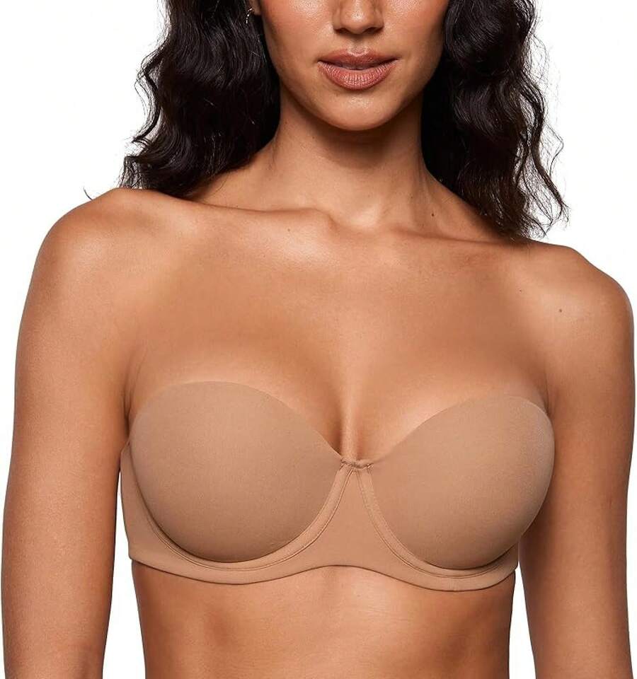 INLYRIC Women's Inbarely Plus Strapless Bra Full Coverage Lightly Lined Multiway Underwire Support Seamless Bras - Beige - View 1