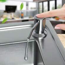 Dispensador de jabón para fregadero de cocina de acero inoxidable con botella, dispensador de jabón líquido, loción y detergente con bomba de presión manual para el baño