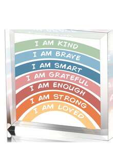 One Heartfelt Acrylic Inspirational Plaque With Colorful Motivational Quotes - Battery-Free, Perfect For Decorating Offices, School Classrooms, And Psychological Counseling Rooms - An Inspiring Gift For Friends, Colleagues, Teenagers, And Families, An Inspirational Present - Multicolor - View 5