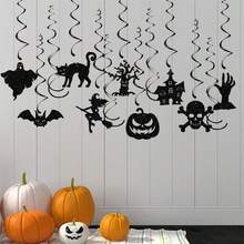 13 Pcs Halloween Bat Pumpkin Witch Cat Skull Hands House Ceiling Hanging Decoration Black Cat Ghost Pumpkin Gothic Ceiling Decor For Home, Party