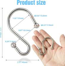 Shower Curtain Hooks, Metal Shower Hooks For Shower Curtain Rod, Rust Proof Metal Shower Curtain Rings, S Hook Set Of 12, Nickel. - Multicolor - View 5