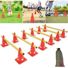 Agility Hurdles Training Set, 32CM Cone Bucket Set With Holes, 6-Piece Sports Hurdle Set,  Portable Hurdles Set Height Adjustable For Dog Football Tennis Handball Hose Riding, Orange - Orange - View 9