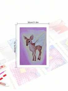5D DIY Diamond Painting Mosaic Art Kit, Deer Wings Pattern, Diamond Art Home Decor Wall Painting, Great Halloween, Christmas, Birthday, Thanksgiving Gift For Friends, Family And Loved Ones - Purple - View 2