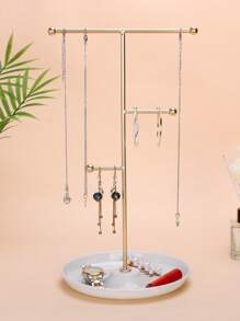 1pc Creative T-Shaped Necklace Display Stand, Earring & Bracelet Organizer, Bedroom Bathroom Office Desk Jewelry Holder, Christmas Gift