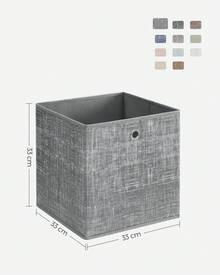 Boîtes de Rangement, Lot de 6, Coffres de Rangement en Tissu Non-Tissé avec Poignée, 30 x 30 x 30/33 x 33 x 33 cm, Cubes, pour Étagère, Pliables, Rangement de Vêtements, Gris Chiné - Gris pâle - Voir 3