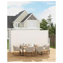 mteryoing 71''x138'' Retractable Side Awning For Patio, Retractable Privacy Screen Protection Awning, Waterproof & UV-Resistant Folding Privacy Divider, For Patio, Balcony And Pools - Beige - View 2