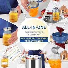 Glow HavenCanning Supplies Starter Kit,Canning Kit Beginners Of 9 With Jar Lifter,Wide Mouth Funnel,Wrench,Tongs,Lid Lifter,Bubble Popper,Canning Labels,Ladle,Measuring Spoon-Blue - 藍色 - 查看 3