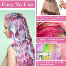 6/8/10 色染发粉套装，临时染发工具，无需用水，适合派对、节日、万圣节、圣诞节礼物 - 彩色 - 查看 10