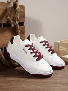 Women's New Fashion Ins Style Flat Platform Sneakers, Lace-Up Color Block Casual Small White Shoes, Lightweight And Comfortable For School, Street, Outdoors, Daily Commute, Versatile And Sporty