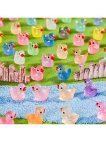 10/20/50/100 Miniature Glow-In-The-Dark Resin Ducks And Animal Figurines In A Variety Of Styles. These Miniature Glow-In-The-Dark Animals, Including Ducks, Dolphins, Frogs, Rabbits, Turtles, Mushrooms, And Other Miniature Figurines - Multicolor - View 5