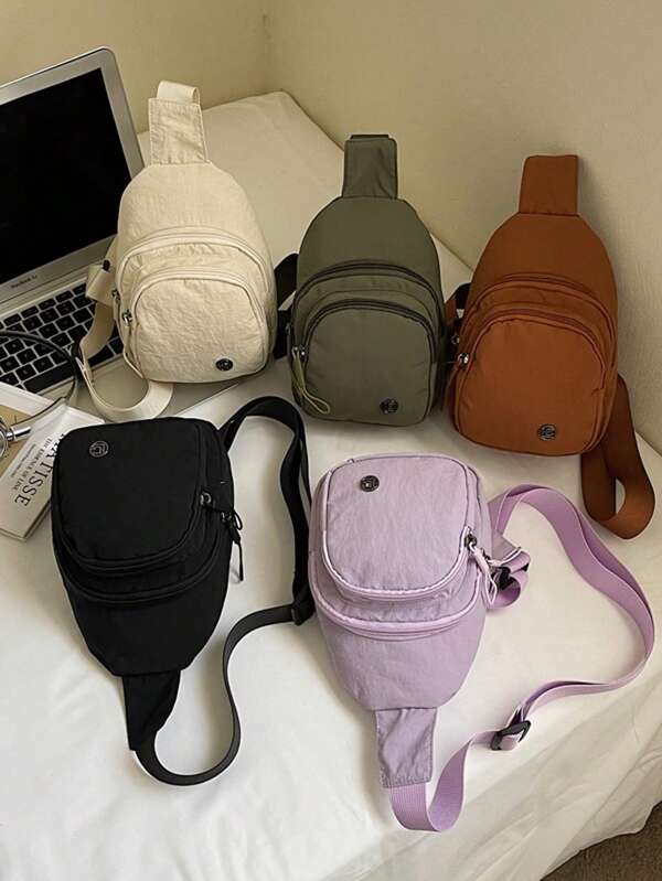 TIANDINGYU New Fashion Chest Bag, Multi-Pocket Canvas Waist Pouch, Casual Street Mini Chest Front Bag, Minimalist Work & Commute Bag, Multiple Colors, Adjustable Strap