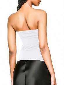 Cotton Tube Tops Women Summer Cute Strapless Shirts Stretchy Basic Bandeau 3 Pack - Black and White - View 3