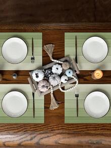 4pcs/6pcs Ombre Tablecloth, Modern Living Room & Dining Table Decor Placemats, Washable, Kitchen Table Mat, Heat Resistant Table Topper Decoration, Suitable For Home Party, Outdoor Camping Table Decor, Coffee Table, Spring & Summer Home Decor - Green - View 4