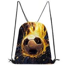 Kids' Fun Pattern Drawstring Bag - Teens Sport Gym Swim Travel Work Hiking Daypack Bag, Lightweight & Durable, Cute Designs Basketball,Football Print - Perfect For School, Sports, Travel, And Toy Storage - Multicolor - View 11