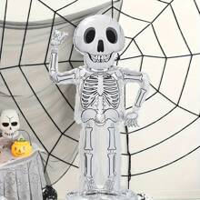 5pcs Halloween Skeleton Balloons, Halloween Inflatable Skeleton Decorations, Foil Balloons Suitable For Halloween And Ghost Parties, Skeleton Foil Balloons, Scary Halloween And Day Of The Dead Decorations Halloween Photo Props, Applicable For Party Decorations, Suitable For Home Halloween Decorations, Horror Theme, Playful Design, Atmosphere Arrangement, Holiday Decorations, Horror Scene Arrangement Home Decor Fall Decor Room Decor