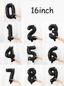 1 个 16 英寸黑色数字气球，黑色铝箔聚酯膜气球，数字 0-9，适用于生日装饰、周年纪念、毕业典礼装饰、新年装饰、节日装饰、生日派对气球、生日拍照道具 - 黑色 - 查看 8