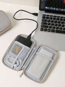 1pc Digital Accessories Storage Bag, Electronic Organizer Travel Universal Cable Pouch, Suitable For Phone Case, Data Cable, Coin Purse, Jewelry, Classified Storage Compartments, Power Bank, Mouse, Charger, Cable, Pencil Case, Hard Drive, Protective Cover, Washable Travel Storage Pouches