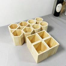 1 قطعة حامل أقلام بنمط الخشب DIY ، قاعدة خشبية لتخزين على المكتب بصورة عمودية، مساحة خشبية للرسم بالطين والفسيفساء اليوم الوطني