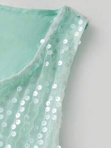 Womens Two Piece Summer Outfits Glitter Sequin Sleeveless Tank Tops And Mini Skirt Set Clubwear