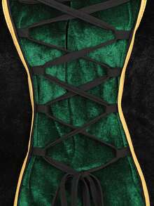 Women's Renaissance Costume  Medieval Dress Velvet Queen Dresses Victorian Vintage Halloween Cosplay - 黑綠色 - 查看 5