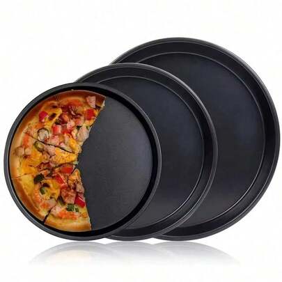 Non-Stick Carbon Steel Pizza Pan Oven Baking Trays Mold Microwave Cake Pan Dish Mould Patisserie Tarte Pie Sapan Tools