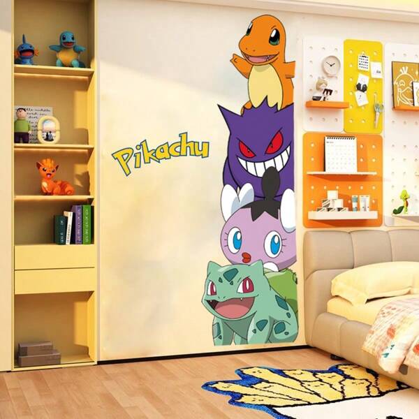 pokemon 1pc Pokémon Cartoon Toadstool, Charizard, Door Wall Decal, Waterproof Self-Adhesive Bedroom/Living Room Wall Decal For Indoor Decoration, A Perfect Choice For Gifts To Friends And Family, As Well As Birthday Presents.