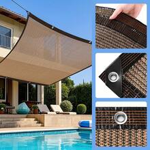 Outdoor Shade Canvas - 90% Blackout, UV And Wind Resistant Heavy Duty HDPE Fabric, Black Rectangular Canopy For Patio, Gazebo, Patio, Lawn, Backyard Sunshade - 200cm*200cm 卡其色 - 查看 3