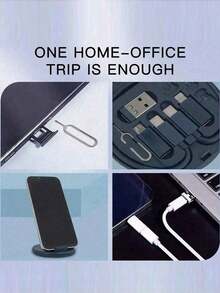 Multifunctional Data Cable Kit With Charging Storage Box, 60W Fast Charging, Can Be Used As A Mobile Phone Model Holder Simple Portable Charging Cable Adapter Kit, USB Lightning Adapter Adapter Kit College Dorm Essentials Travel Essentials Travel Accessories Travel Must Haves Beach Vacation Summer Holiday School Accessories Back To School Supplies Stuff Charger Case Power Bank Phone Charger Digital Camera Accessories - Multicolor - View 4