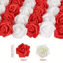 30 pièces Têtes de fleurs de rose artificielles en vrac, têtes de roses roses, fausses fleurs roses sans tige en mousse, mini fleurs de rose poussière rose pour DIY, Mariage, décoration de fête à domicile