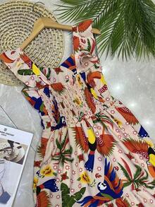 Long Dress PRINTED With Lining With Cup In Beautiful, Fashionable CREPINHO Fabric - Baby Pink - View 2