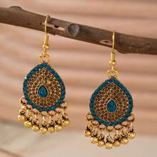 1 Par de Pendientes Colgantes con Estilo Vintage de Lágrima de con Cascabel, para Uso Diario de Mujer